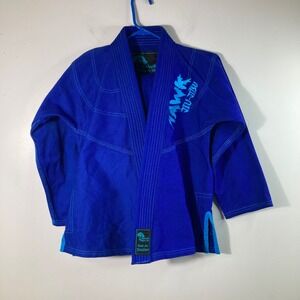 Kids Hawk Jiu Jitsu Gi Marshall Arts Braziian Jacket Pants Blue F1 Cotton